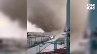 Торнадо в Черно море Рядкото явление беше снимано до градчето