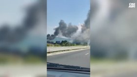 Пожар на АМ "Тракия" създава проблеми в посока София