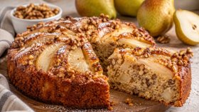 Рецепта за сочен сладкиш с круши и орехи