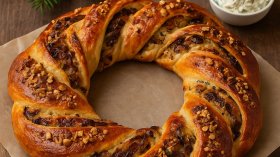 Коледен венец с карамелизиран лук – рецепта за празниците