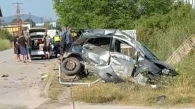 Тежка катастрофа преди Божурище, автомобил излетя от пътя
