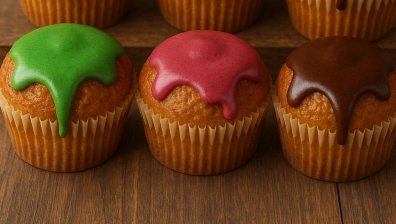 Козуначени мъфини с глазура от цветен шоколад (РЕЦЕПТА)