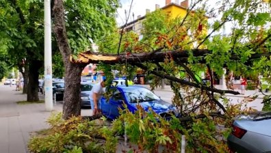Мощна буря удари Русе и блокира пътища
