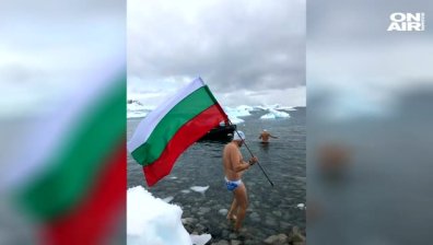 Петър Стойчев развя трибагреника в ледените води на Антарктида