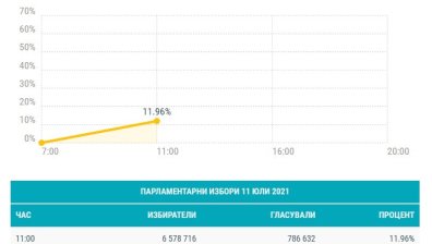 11,85% е избирателната активност към 11 часа