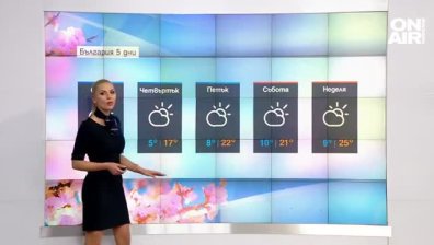 Максимални температури от 7 до 17 градуса, на места ще превали