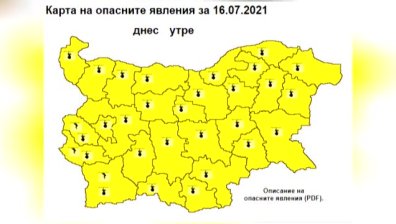 Жълт код за опасно високи температури е в сила за цялата страна