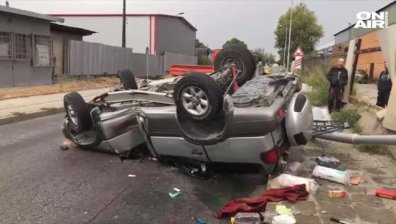 Джип се обърна по таван заради мокра настилка в Пловдив