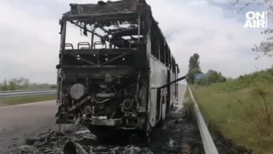 Автобус с украинци се е запалил на автомагистрала "Черно море" край Варна
