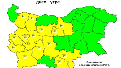На Разпети петък: Опасно време и жълт код в редица области у нас