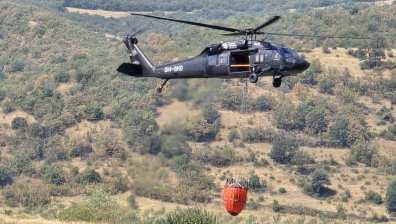 Пожарът край Димовци обхвана близо 2000 декара гора, два "Кугър"-а гасят от въздуха