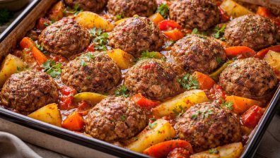 Рецепта за кюфтета с картофи и доматен сос на фурна