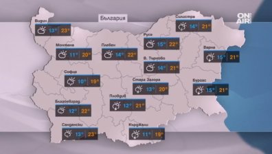 Типичен майски ден - облаци, дъжд и температури до 24 градуса