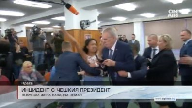 Полугола феминистка нападна чешкият президент Милош Земан