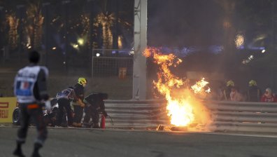 Жестока катастрофа на старта на Гран при в Бахрейн, Грожан е с изгаряния