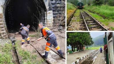 Дъжд и градушка предизвикаха свлачище по трасето на родопската теснолинейка