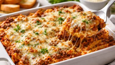 Рецепта за макарони с телешка кайма и доматен сос на фурна