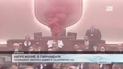 Бой, димки и сълзотворен газ в албанския парламент