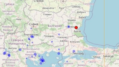 Земетресение е регистрирано край Бургас с епицентър на 10 км от Айтос
