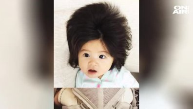 Японско бебе шокира и очарова с буйни къдрици!