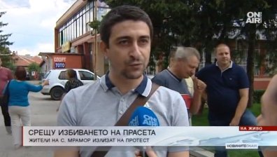 Софийското село Мрамор на протест срещу умъртвяването на свинете