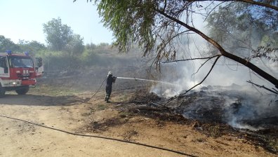 Горят сухи треви в Карловско, пламъците са обхванали голяма площ