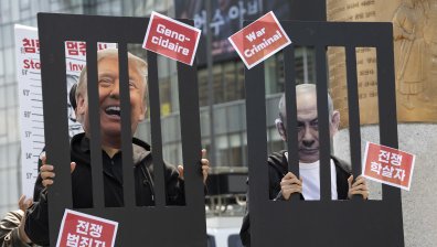 Протест в Южна Корея срещу Тръмп и Нетаняху: "Военни престъпници" (СНИМКИ)