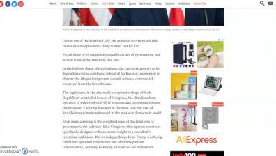 Статия в Independent разгневи американците навръх 4 юли
