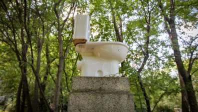 Артист постави тоалетна чиния като паметник на политическия ни елит