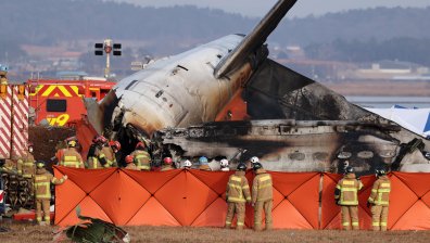 Какво остана от Boeing 737 след разбиването му на летище в Южна Корея (СНИМКИ)