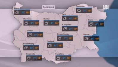 Очаква ни слънчев ден с пролетни температури до 19 градуса