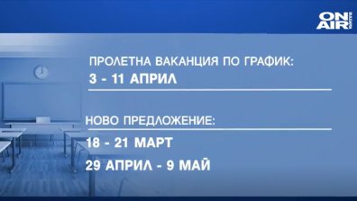 Радост за учениците: МОН предлага да има две пролетни ваканции