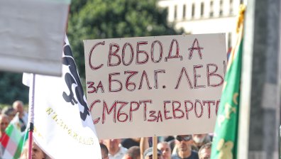 Напрежение между полицаи и протестиращи от "Възраждане" заради еврото