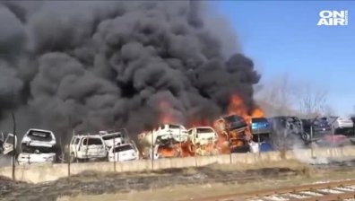 Пламнаха десетки автомобили в автоморга в Хасково