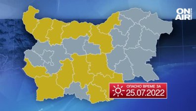 Жълт код за горещо време в страната, има опасност от пожари