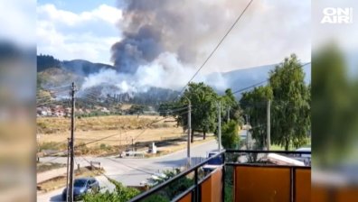 Пожар край ТЕЦ "Бобов дол" блокира движението по пътя Кюстендил - Дупница