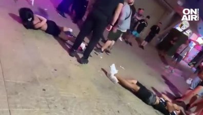 Насилие в Слънчев бряг: Охранители ритат паднало на земята момиче