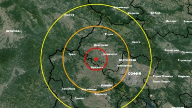 Земетресение на 32 км от София