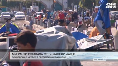 Хиляди бежанци избягаха от център за настаняване на остров Лесбос заради пожар