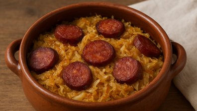 Рецепта за кисело зеле със суджук в гювеч