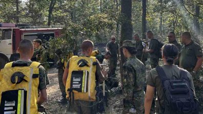 Военни от Сухопътните и ВВС гасят и днес големия пожар в Пирин