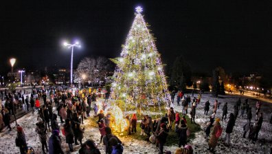10 000 лампички осветиха коледната елха в София