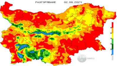 Червен код за опасност от пожари в голяма част от страната