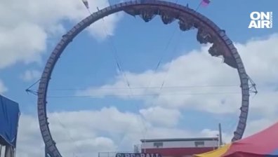 Страховито: 8 души висяха с часове с главата надолу след авария на влакче (+ВИДЕО)