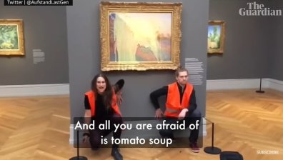 Екоактивисти заляха картина на Моне с картофено пюре: Хората замръзват, умират