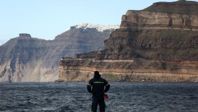 Огромно свлачище на остров Санторини