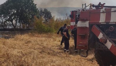 Пожар в Петричко, огънят е близо до зеленчукова борса и бензиностанция