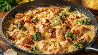 Рецепта за пиле с броколи и сос с маскарпоне и чедър