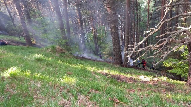 Силен вятър през нощта е разширил двата пожара в района