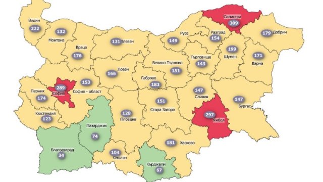 Три области в страната попадат в червената зона по заболеваемост